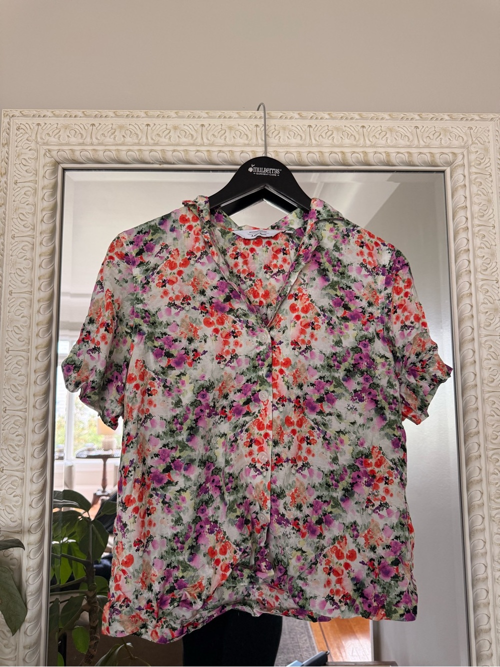 Floral Short-Sleeve Button-Up Shirt